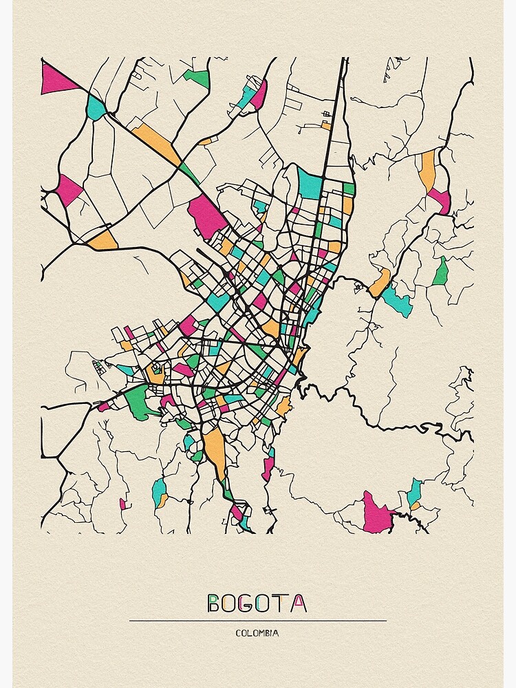 Bogota Colombia Street Map Poster For Sale By Geekmywall Redbubble 