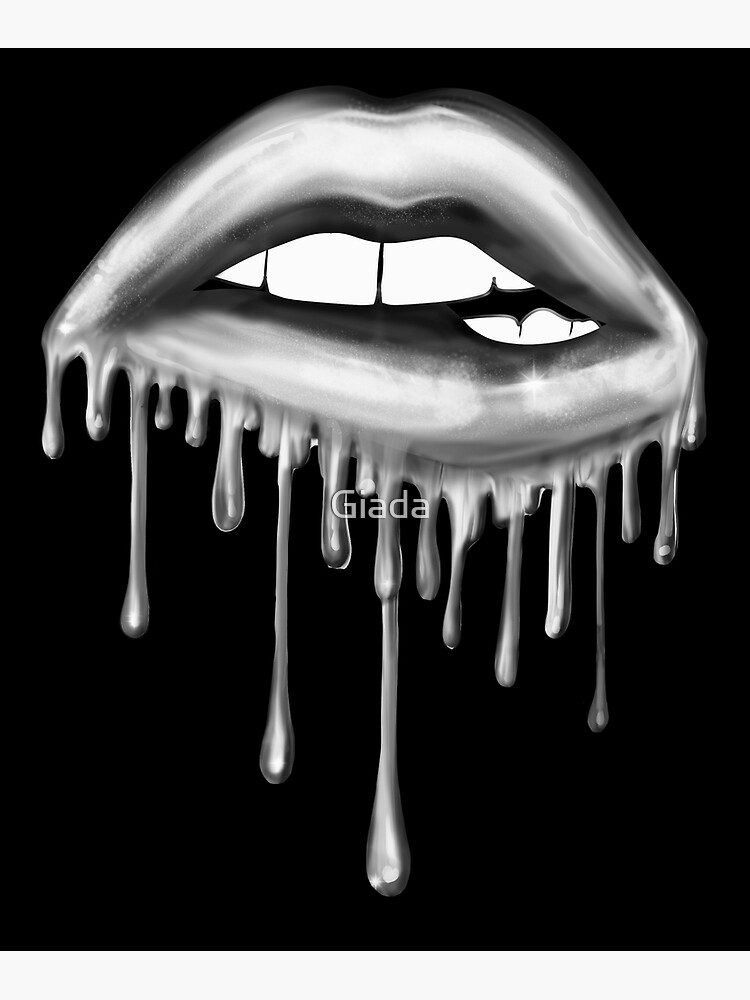 Dripping Lips Poster By Giada Redbubble