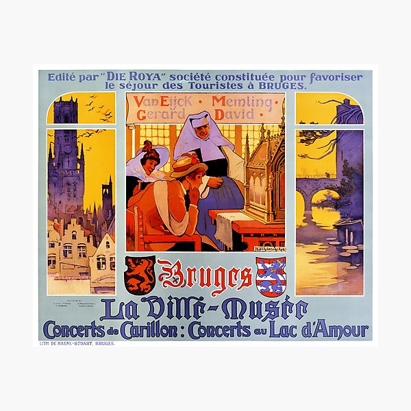 Bruges Vintage Travel Poster Restored Photographic Print
