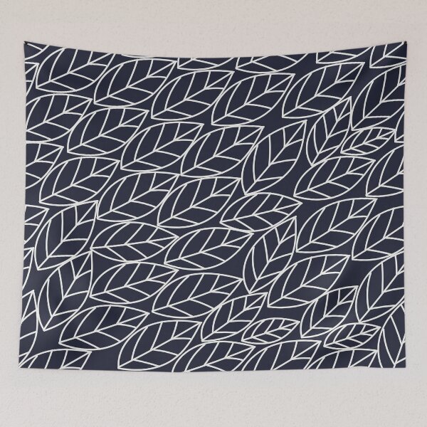 Item preview, Doodle Leaves Navy and Light Grey (almost white) designed and sold by BlertaDK.