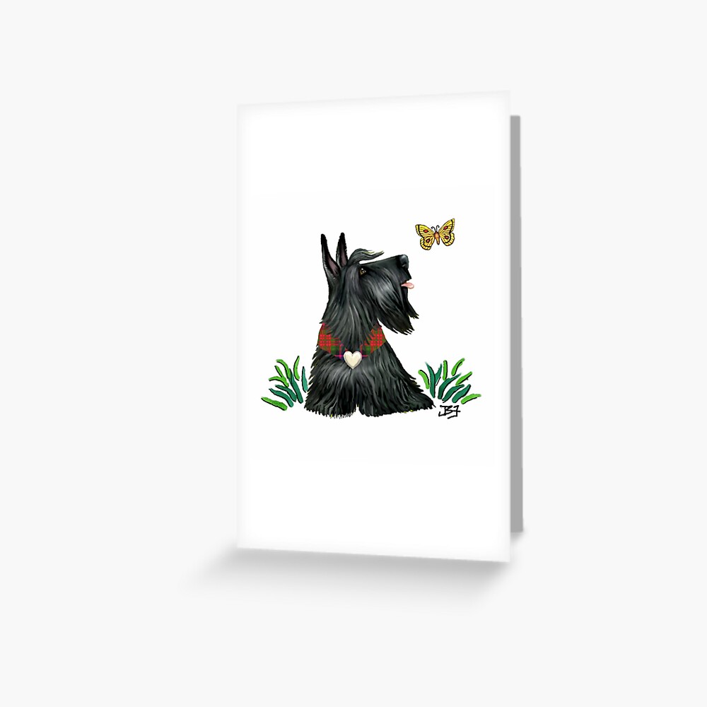 Scottish Terrier Watching a Butterfly Greeting Card