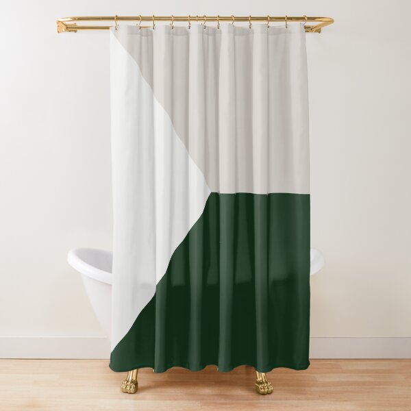 Green White and Grey Simple Scandinavian Geometric Minimalist Shower Curtain