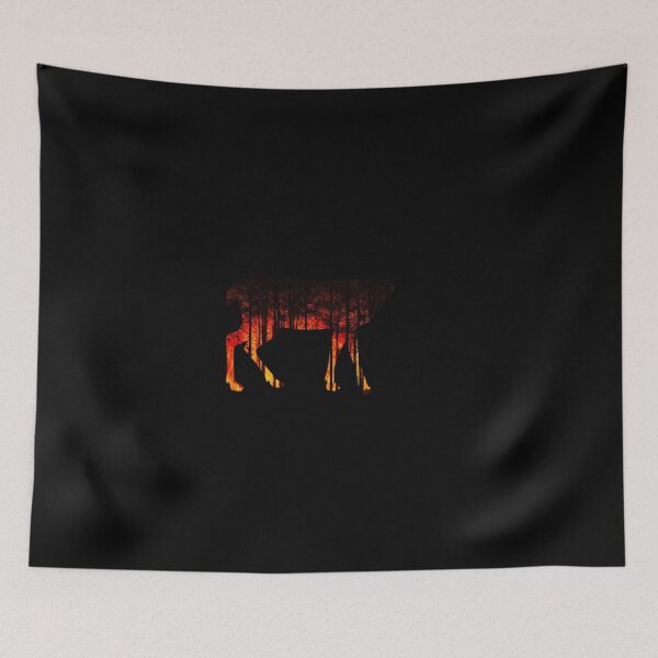 Item preview, Nature red deer forest with fire silhouette designed and sold by Naohiro.