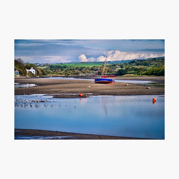 Item preview,  River/Beach With Boat & Landscape Scenery - Newport, Pembrokeshire designed and sold by Harmony Of The Mind.