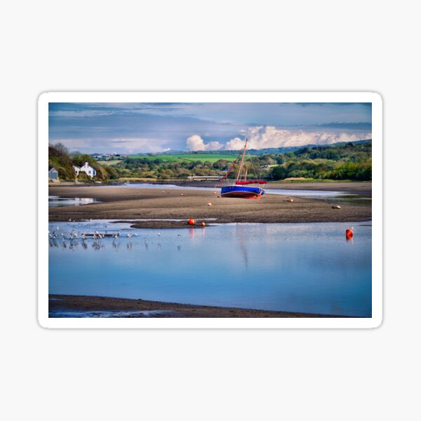 Item preview,  River/Beach With Boat & Landscape Scenery - Newport, Pembrokeshire designed and sold by Harmony Of The Mind.