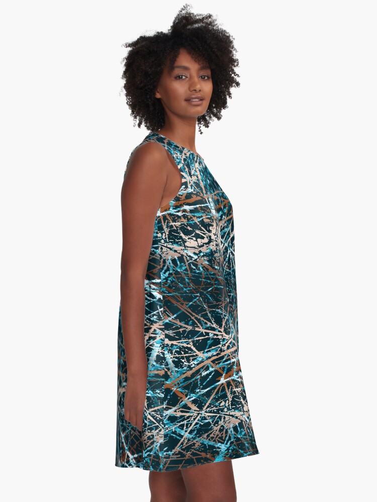 Alternate view of Ocean waves bronze color fancy A-Line Dress