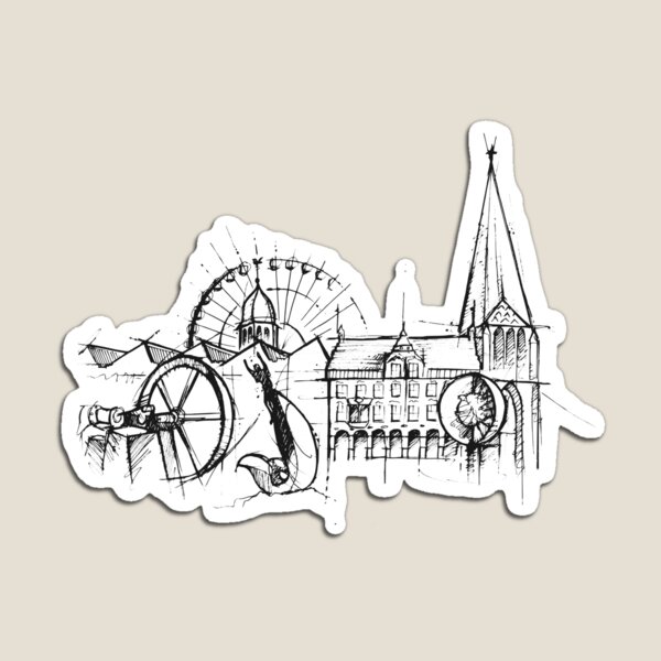 Bocholt Bokelt Sketch Design Skyline nörgens bäter handdrawn Magnet