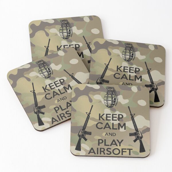 Aperçu de l'œuvre GARDEZ VOTRE CALME ET JOUEZ À L'AIRSOFT, STYLE TACTICOOL créée et vendue par Frenchie Fever.