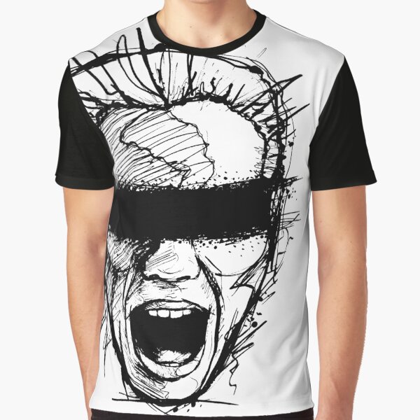 Girl Screaming BDSM Scream black white Sketch Grafik T-Shirt