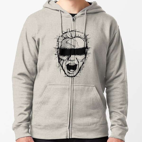 Girl Screaming BDSM Scream black white Sketch Zipped Hoodie