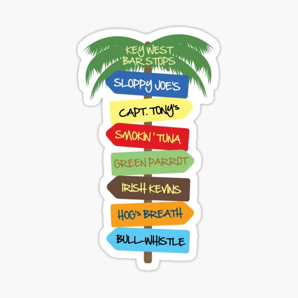 Key West Bar Stops Sticker