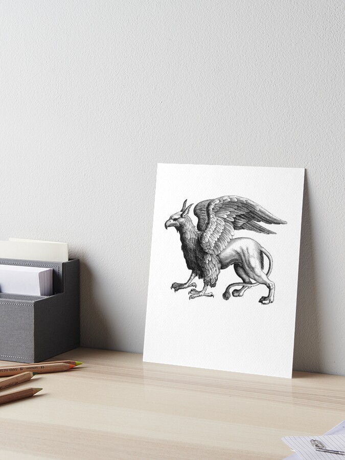 Impression Rigide Gryphon Griffin Lover Gryphon Spirit Animal Noir Gryphon Griffon Creature Legendaire Mythologie Animal Par Insanius Redbubble