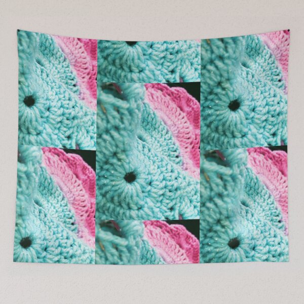 Item preview, Crochet pastels yarn fiber art designed and sold by wingsonafield.