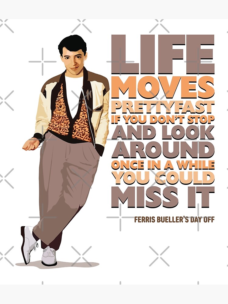 "Ferris Buellers freier Tag - Leben bewegt sich (nur Weiß)" Gerahmter
