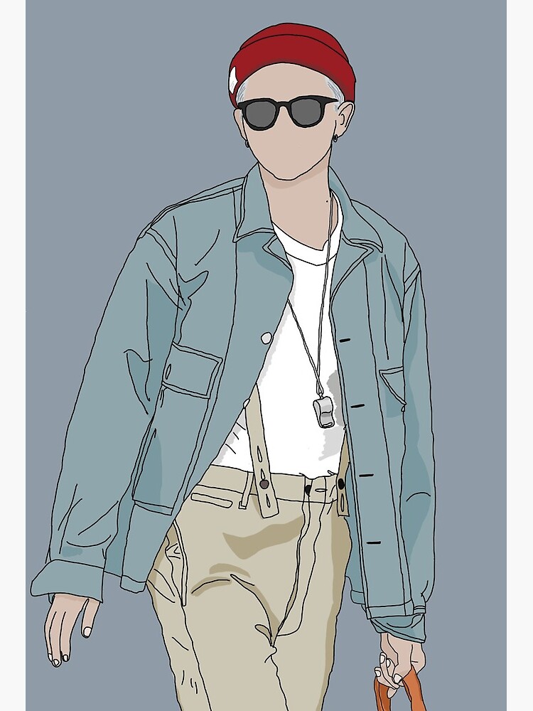 Namjoon, RM of BTS airport fashion sketch | Drawstring Bag