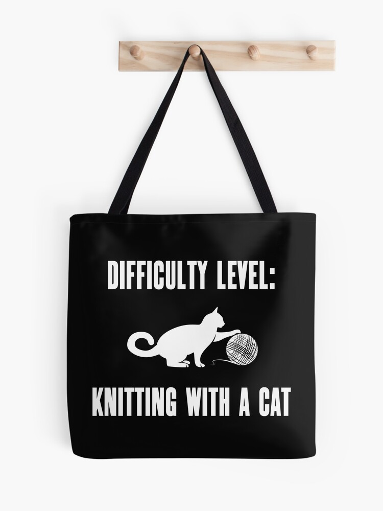 Difficulty Level: Knitting With A Cat Funny Throw Pillow for Sale by  CroyleC