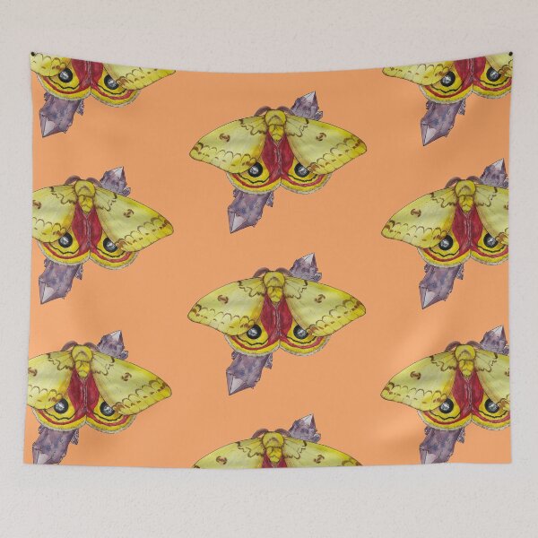 Item preview, Io Moth and Amethyst Crystals  designed and sold by bluejayknits.