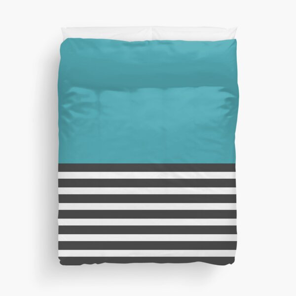 Item preview, Half Striped Gray - Solid Turquoise designed and sold by Miss Striped.