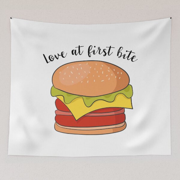 Item preview, Love At First Bite Tasty Funny Burger T-Shirt designed and sold by DreamyPanda.