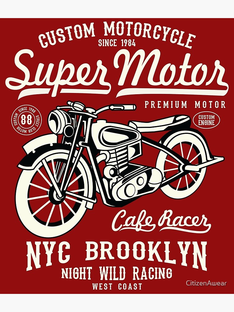 Premium Vector  Motorcycle poster, vintage motorbike, biker racing