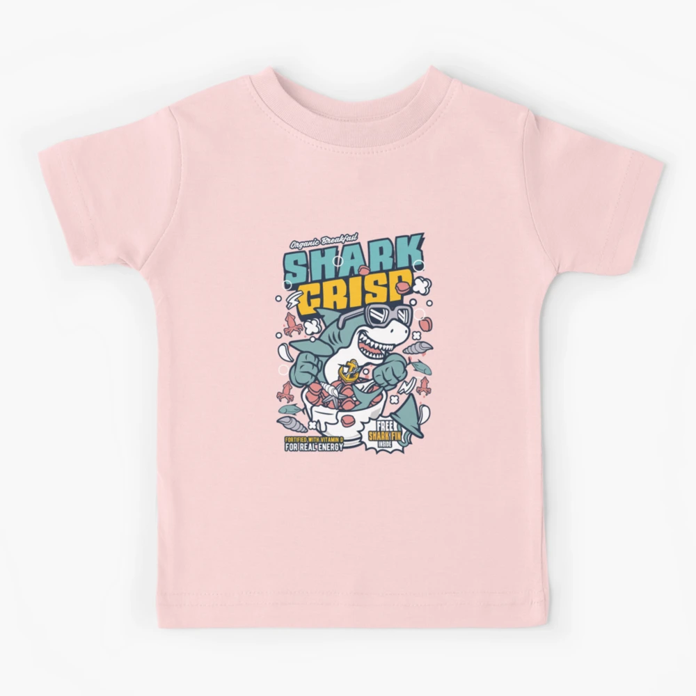 Shark Cereal Breakfast Urban Street Design Cartoon Kids T-Shirt