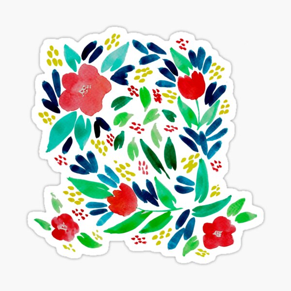 Watercolor Flower Sticker For Sale By Silviagb Redbubble