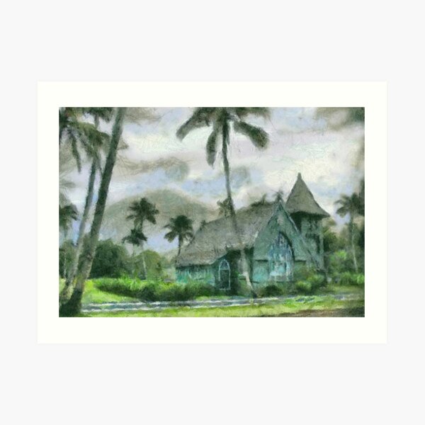 Hanalei Church, Kauai Art Print