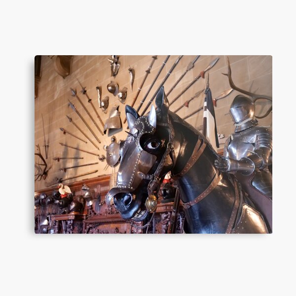 Medieval armour of the horse at Warwick Castle Metal Print