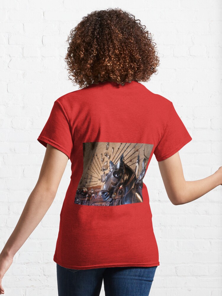Thumbnail 4 of 7, Classic T-Shirt, Medieval armour of the horse at Warwick Castle designed and sold by santoshputhran.