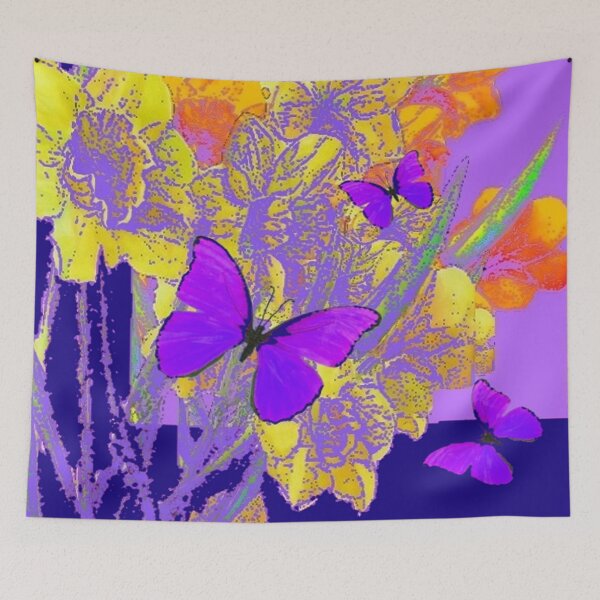 Item preview,  DRAMATIC LILAC PURPLE BUTTERFLIES FLORAL ART designed and sold by sharlesart.