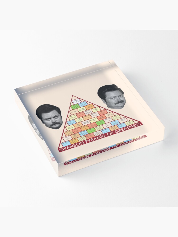 Alternate view of Ron Swanson's Pyramid Of Greatness Acrylic Block