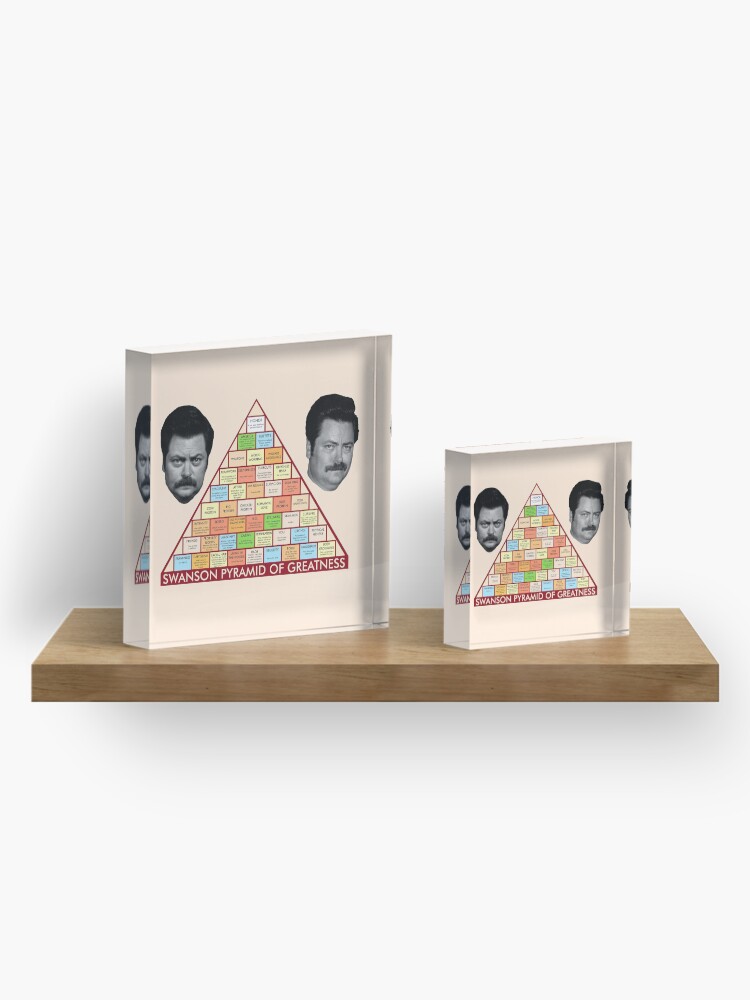 Alternate view of Ron Swanson's Pyramid Of Greatness Acrylic Block