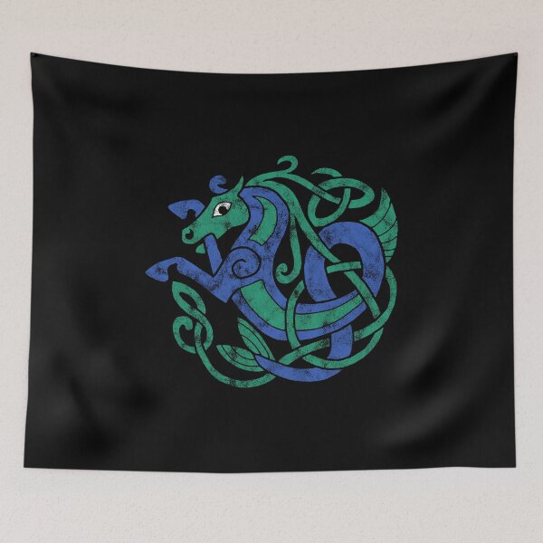 Item preview, Celtic Hippocampus Sea-Horse Vintage Distressed designed and sold by Cat Lady Designs.
