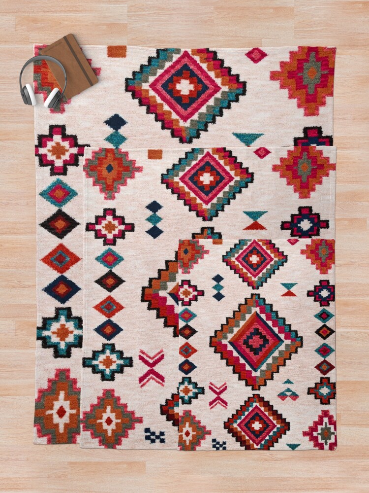 Alternate view of Bohemian Traditional Moroccan Colored Artwork Throw Blanket