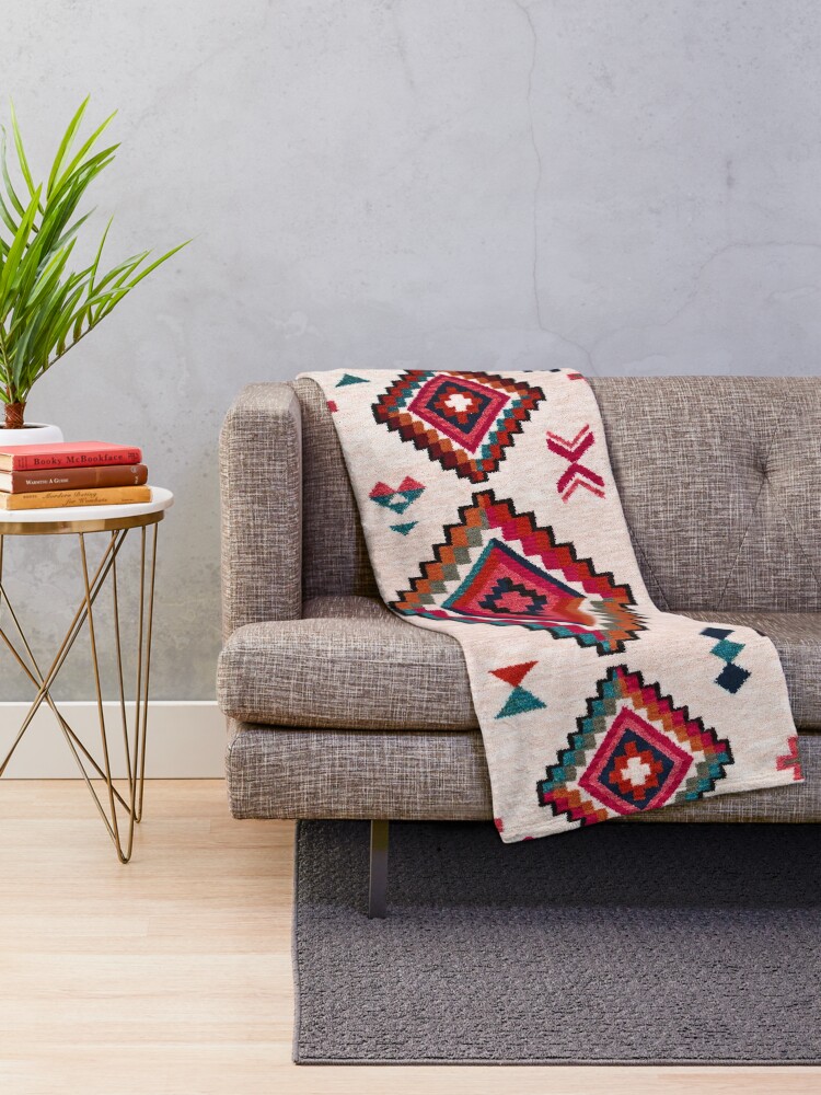 Alternate view of Bohemian Traditional Moroccan Colored Artwork Throw Blanket