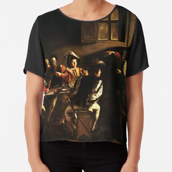 The Calling of Saint Matthew, masterpiece, Michelangelo Merisi da Caravaggio, #People, #group, #adult, #art, music, indoors, furniture, painting, flame, men, home interior, light, natural phenomenon Chiffon Top