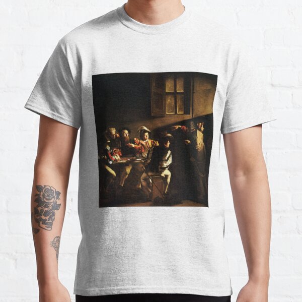 The Calling of Saint Matthew, masterpiece, Michelangelo Merisi da Caravaggio, #People, #group, #adult, #art, music, indoors, furniture, painting, flame, men, home interior, light, natural phenomenon Classic T-Shirt