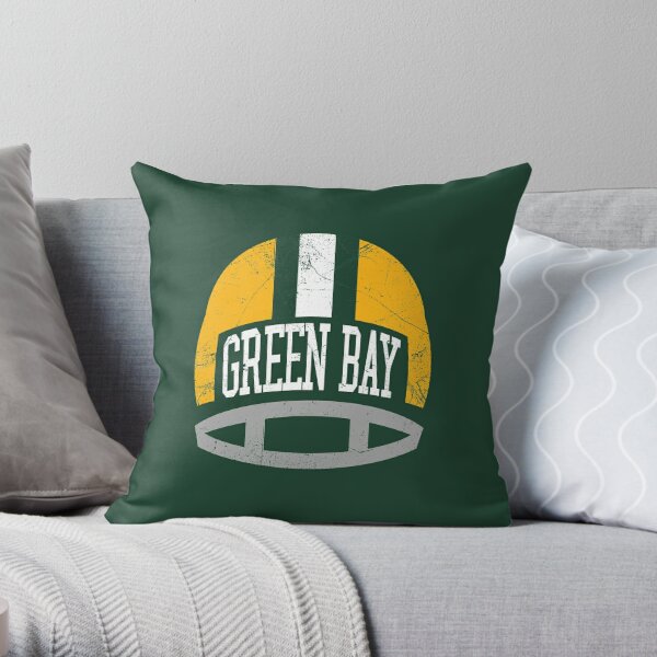 Green Bay Retro Helmet - Green' Throw Pillow for Sale by SaturdayACD