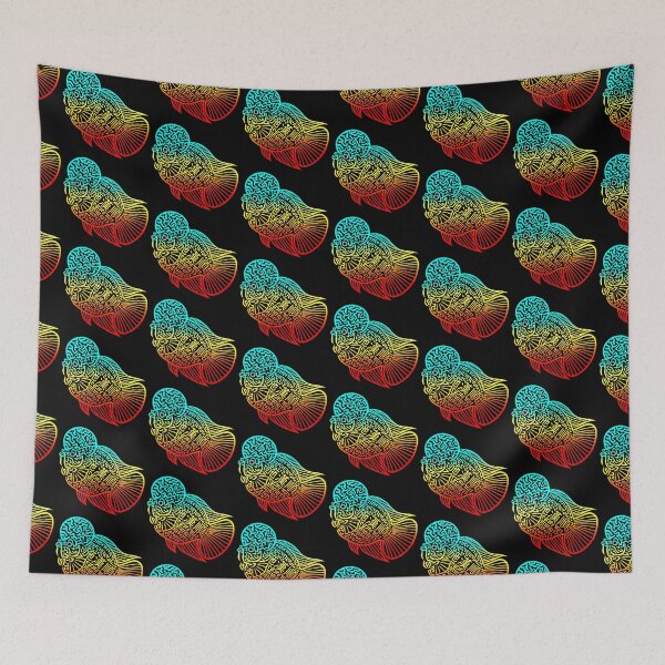 Artikelvorschau, Flowerhorn Cichlid Logo in Neonfarbe entworfen und verkauft von Nosnah.