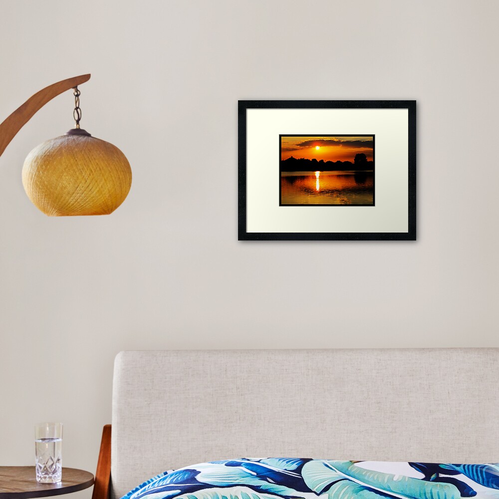 Golden Sunset on Water Framed Art Print
