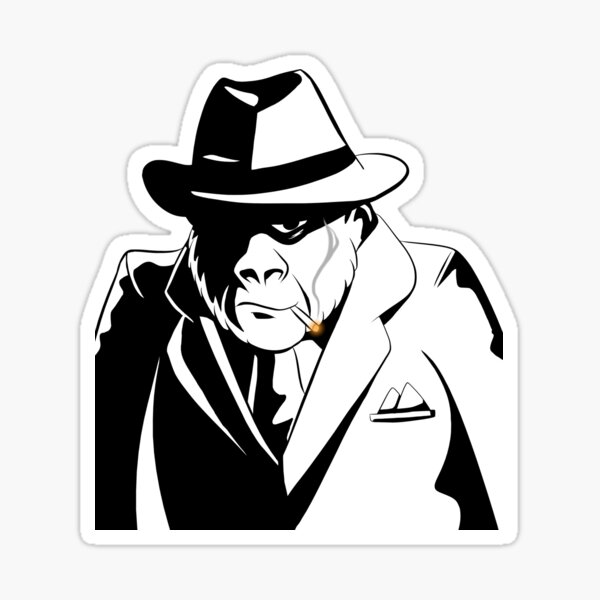 Gorilla Gangster black and white Sticker