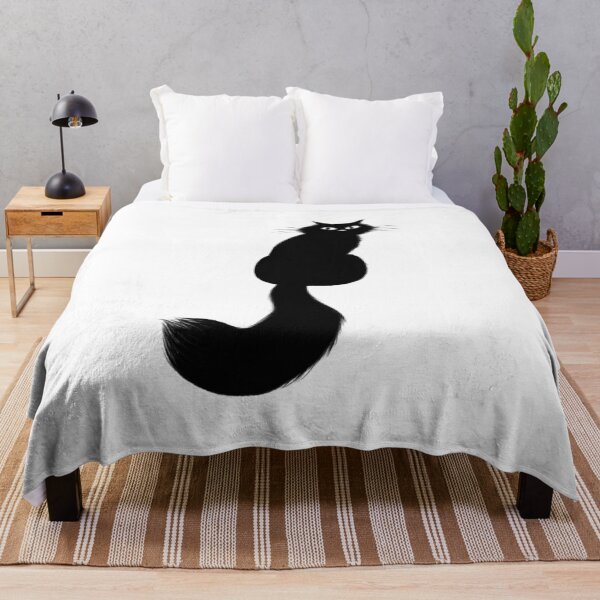 Item preview, Longhaired Black Cat with Long Tail designed and sold by Jenn Inashvili.