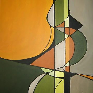 Artwork thumbnail, From Time To Time Green Geometric Abstract  by Ruth Palmer
