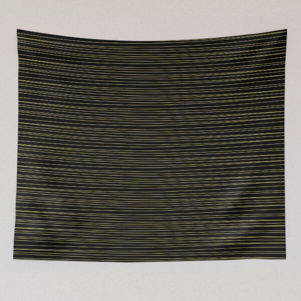 Item preview, Fine Stripes: Irregular, Thin Mustard Yellow Stripes on Black Solid. Clean, Minimalist designed and sold by kierkegaard.