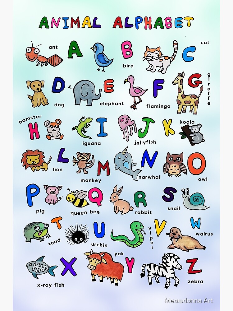 Adorable Animal Alphabet Poster for Sale by SamAnnDesigns