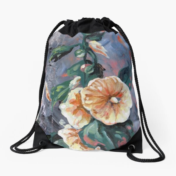 Timeless Hollyhocks Drawstring Bag