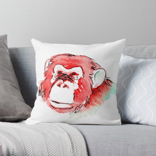 Monkey Head Throw Pillow