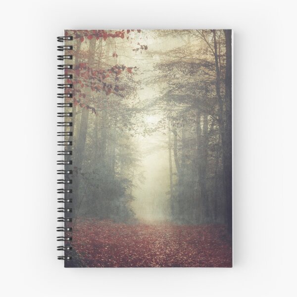 Item preview, home - hike through a misty forest on an autumn morning  designed and sold by Dyrk Wyst Redbubble Shop.