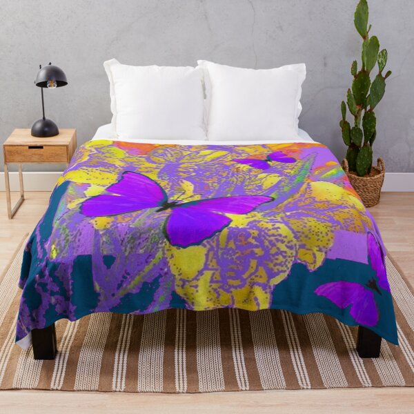 Item preview,  TEAL COLORED LILAC PURPLE BUTTERFLIES FLORAL ART designed and sold by sharlesart.