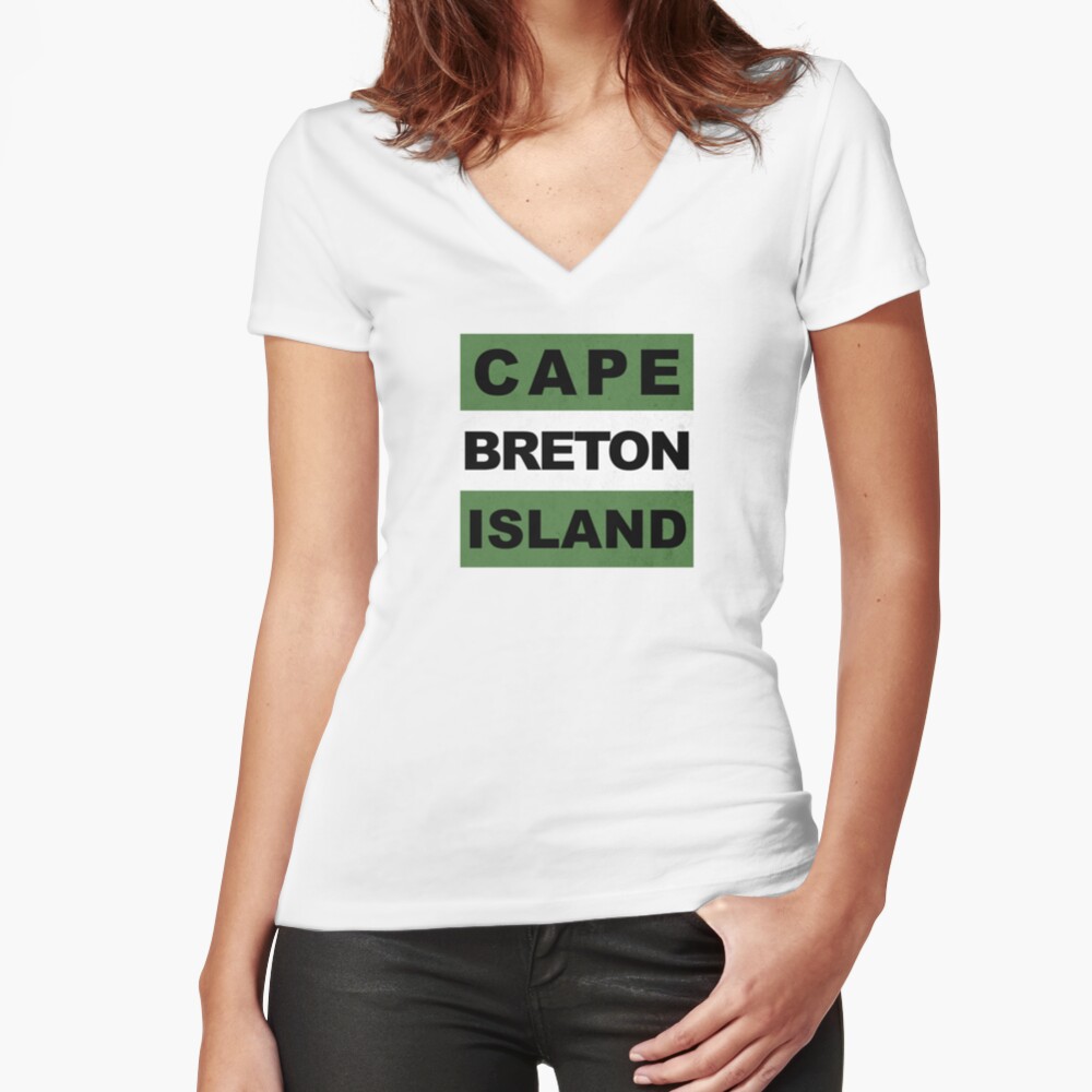 Kap-Bretonischer Block Tailliertes T-Shirt mit V-Ausschnitt
